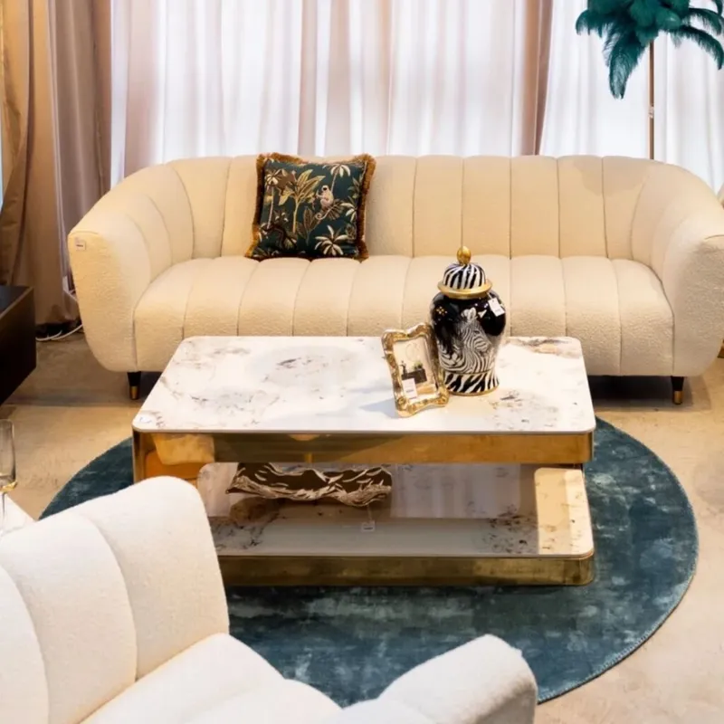 MESA DE CENTRO NUBE DUO Blanco Medium en blanco y dorado - Mesas de comedor, Uruguay | Viasono