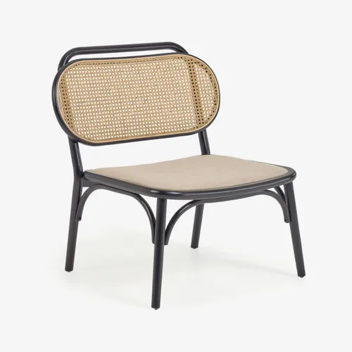 Butaca Doriane madera maciza - olmo acabado lacado negro y asiento de tela en Negro - Butacas, banquetas y puffs, Uruguay | Kavehome