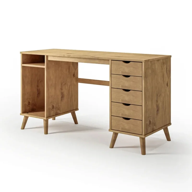 Escritorio 5 Cajones 2 Nichos - Linea Berlín - Marrón en Marrón - Escritorios, Uruguay | Ecowood, vista 3