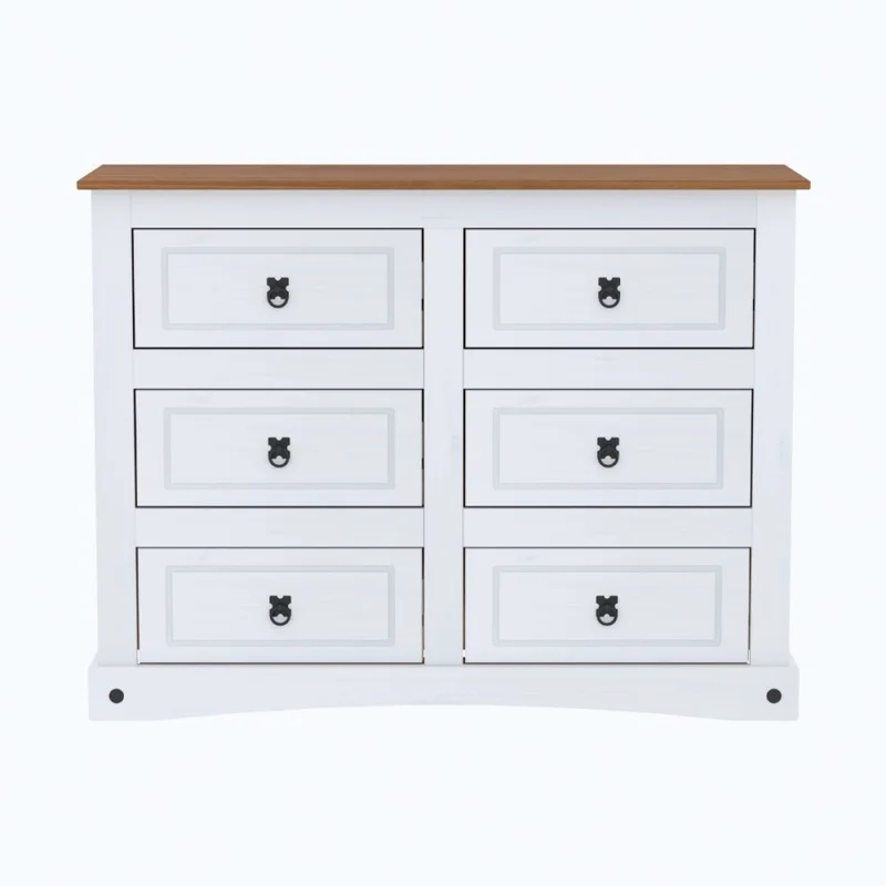 Cómoda 6 Cajones Línea Naturale - Blanco/Roble en Multicolor - Cómodas, Uruguay | La Cueva Muebles, vista 4