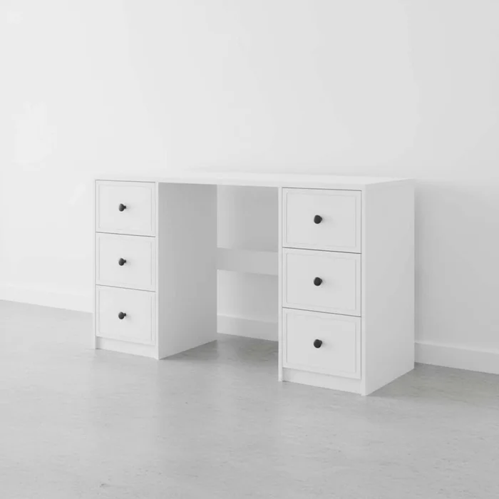 Escritorio Mdf Blanco Americana 6 Cajones en Blanco - Escritorios, Uruguay | Divino