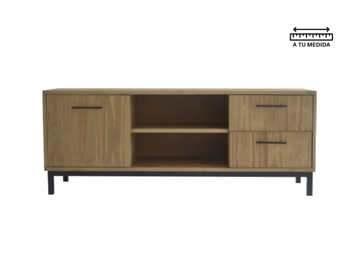Rack IRON Moderno 1.40m en Madera natural - Muebles para TV, Uruguay | Finkel