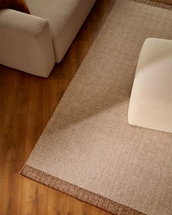 Alfombra jacquard de lana beige Nifelia, 200 x 300 cm en Beige - Alfombras, Uruguay | Kavehome, vista 2