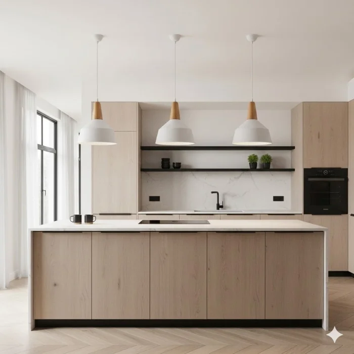 Campana de Aluminio y madera estilo nórdico - Blanco en Blanco - Lámparas colgantes, Uruguay | Iluminica