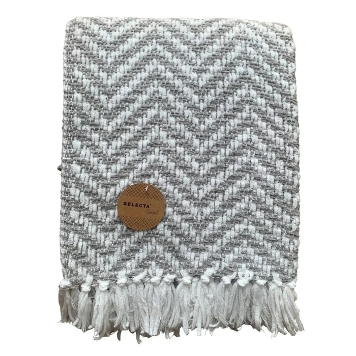 MANTA TEJIDA POLIESTER 125X150CM ZIG ZAG GRIS en Gris - Textiles, Uruguay | Decohogar, vista 2