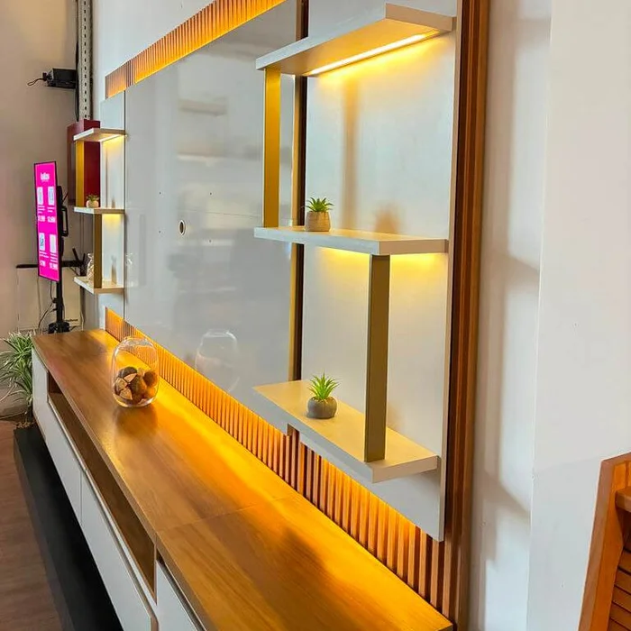 Rack con Panel Modular Sao Paulo Completo con Led MDF/MDP en Tauari - Muebles para TV, Uruguay | Balton, vista 4