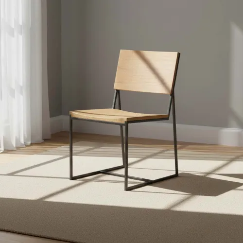 Silla De Comedor Madera-y-metal Natural-beige York en Beige - Sillas, Uruguay | Divino