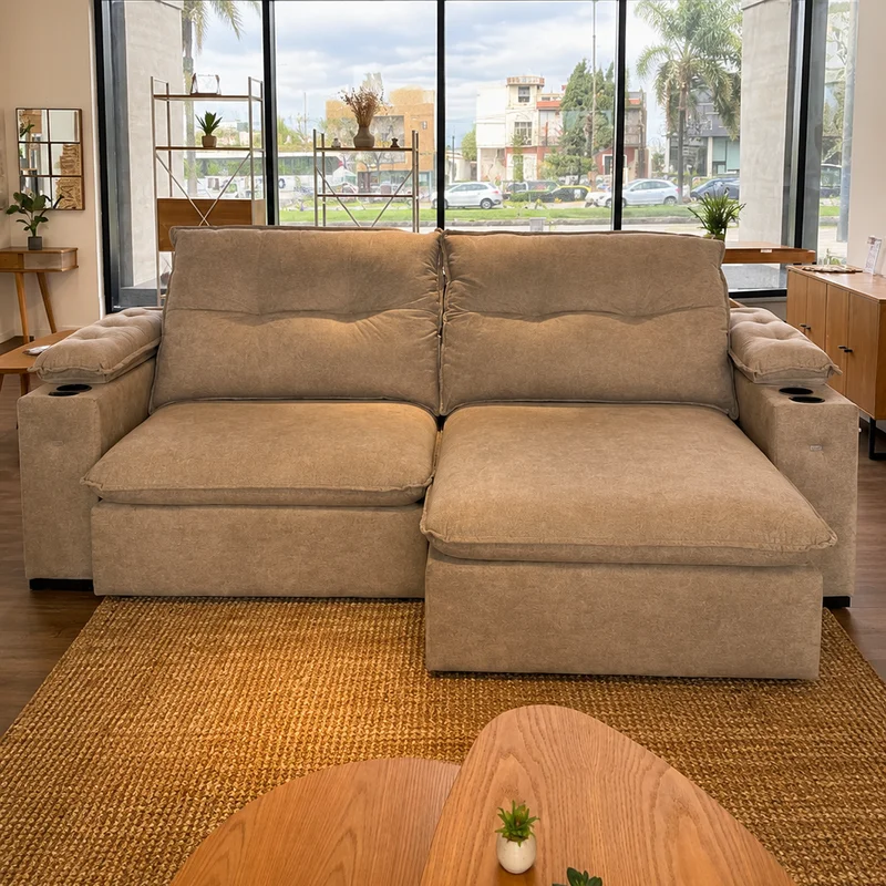 Sofa Zandon 260CM - Retractil/Reclinable en Lino Arena A085 - Sillones y sofás, Uruguay | Balton, vista 9