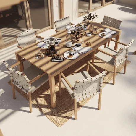 Mesa de Comedor Okinawa 6 puestos simil madera en Madera natural - Muebles para el exterior, Uruguay | Naterial Uruguay