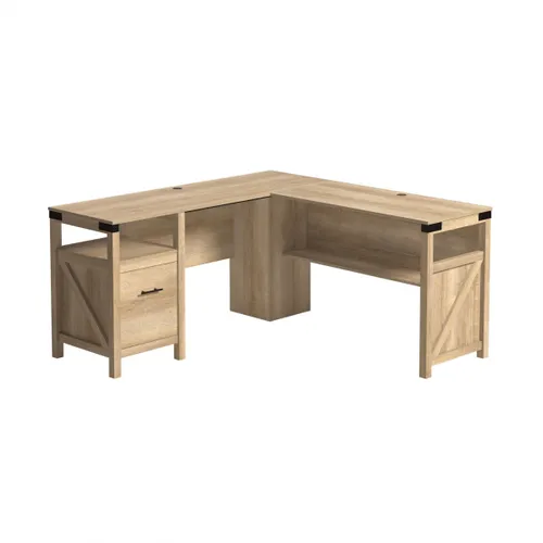 Escritorio Esquinero en L de Oficina - Sauder - Linea Bridge Acre en Madera natural - Escritorios y sillas de escritorio, Uruguay | Rústico Hogar