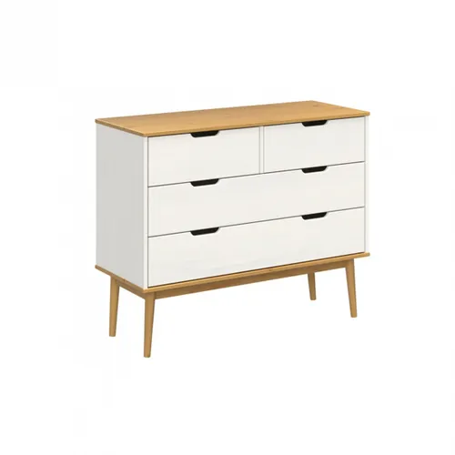 Cómoda 4 Cajones - Linea Nordica - Roble/Blanco en Multicolor - Cómodas, Uruguay | Rústico Hogar