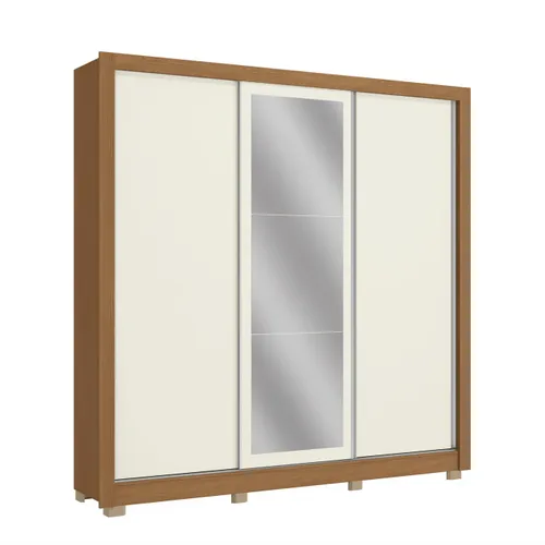 Ropero c/Espejo 3 Puertas Corredizas y 2 Cajones - 223cm. en Off-white - Roperos y placares, Uruguay | Delta Center