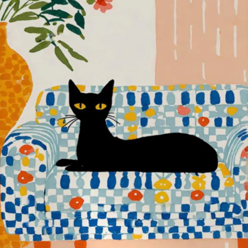 Gato negro en Multicolor - Láminas, Uruguay | Mara Estudio