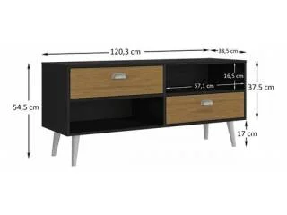 Rack 2 cajones TV 42" Nogal/Negro en Nogal Blanco - Muebles para TV, Uruguay | Quesal, vista 3