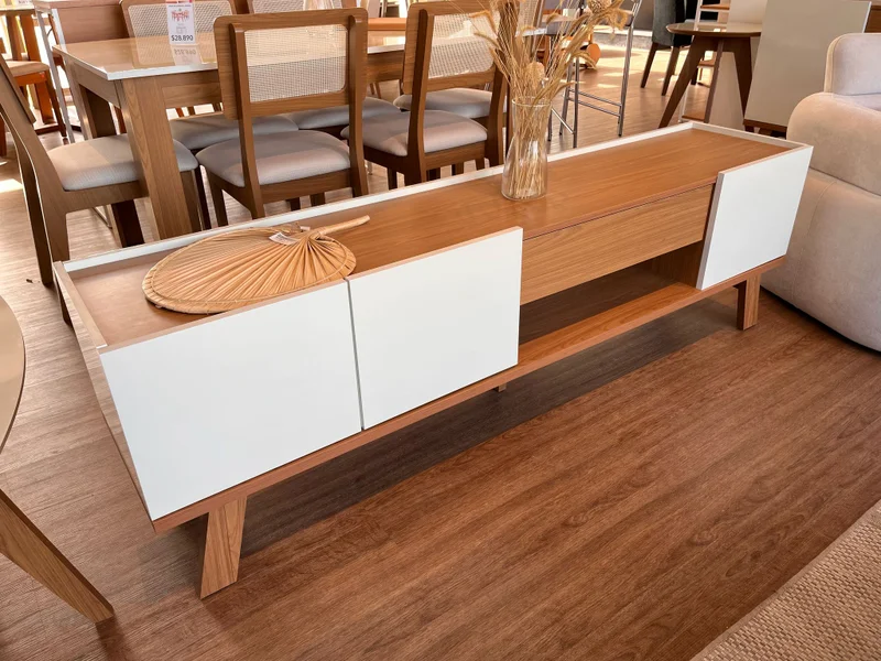 Rack 183cm Linea Lisboa 100% MDF en Madera natural - Muebles para TV, Uruguay | Balton, vista 4