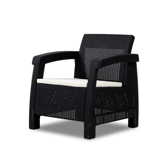 Juego de Jardín Mykonos - 2 butacas y mesa - Negro en Negro - Muebles para el exterior, Uruguay | NYR, vista 3