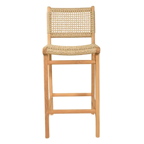 BANCO ALTO CATANIA TEKA Y CUERDA H65 CM NATURAL en Madera natural - Butacas, banquetas y puffs, Uruguay | Masinfinito Casa
