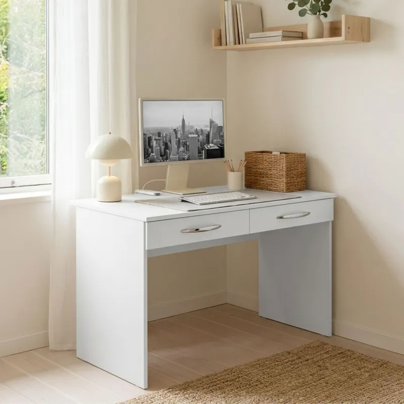 Escritorio 1 cajon - Blanco en Blanco - Escritorios, Uruguay | La Cueva Muebles