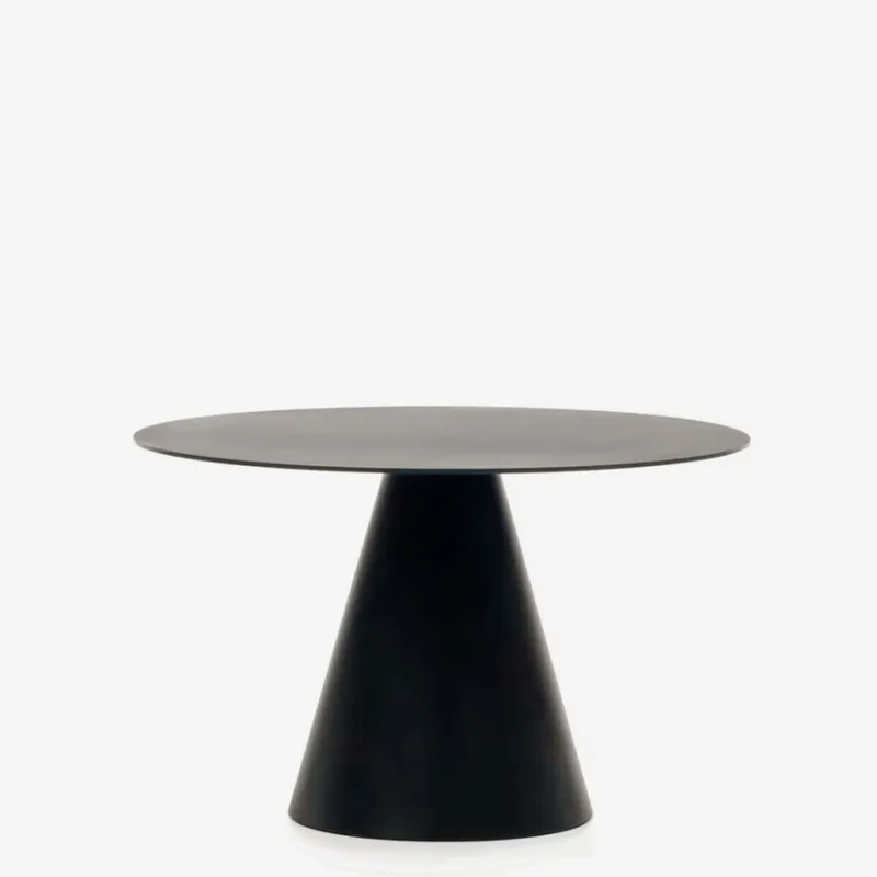 Mesa Wilshire de cristal templado y metal con acabado pintado negro Ø 120 cm en Negro - Mesas de comedor, Uruguay | Kavehome