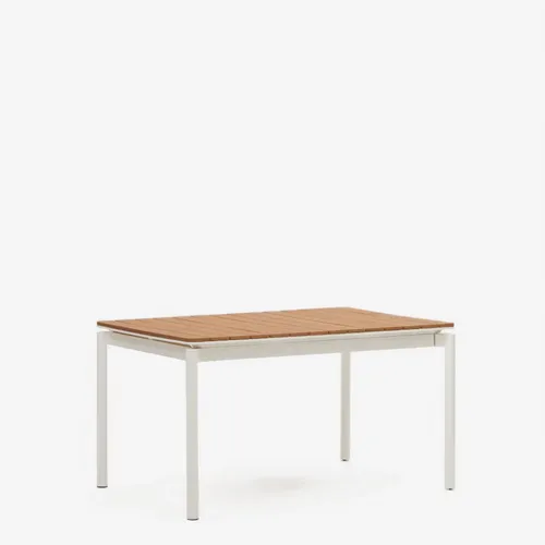 Mesa extensible de exterior Canyelles de polimadera y aluminio - blanco mate 140 (200) x 90 cm en Blanco, Marrón - Mesas de comedor, Uruguay | Kavehome