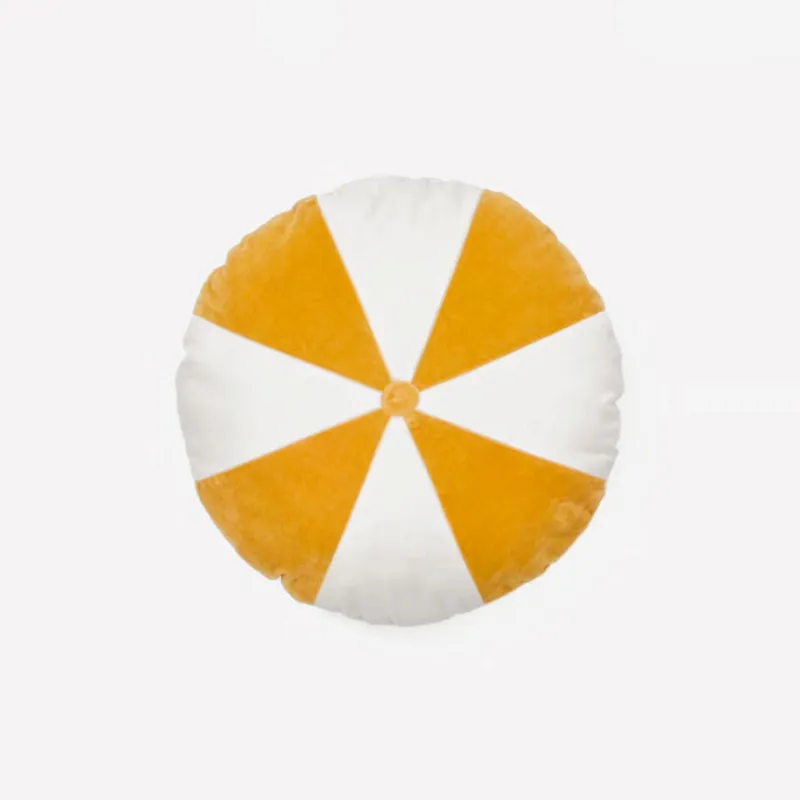Almohadón redondo Odet de algodón - blanco y mostaza Ø 45 cm en Blanco, Mostaza - Textiles, Uruguay | Kavehome