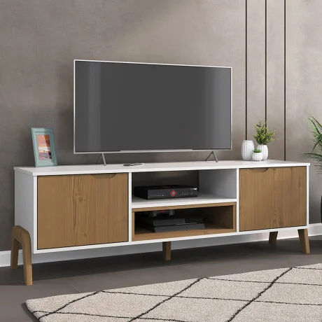 Rack de tv Linea Veneza - Blanco/Miel en Multicolor - Muebles para TV, Uruguay | La Cueva Muebles, vista 6