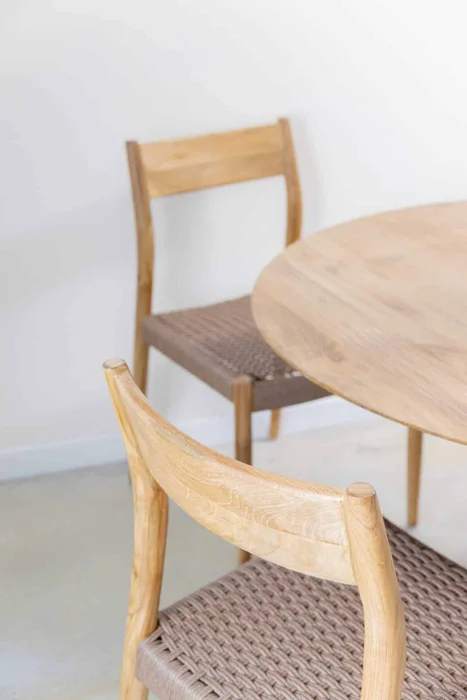 Silla en teca y fibra de loom sintética en Madera natural - Sillas, Uruguay | Entrecasa, vista 6