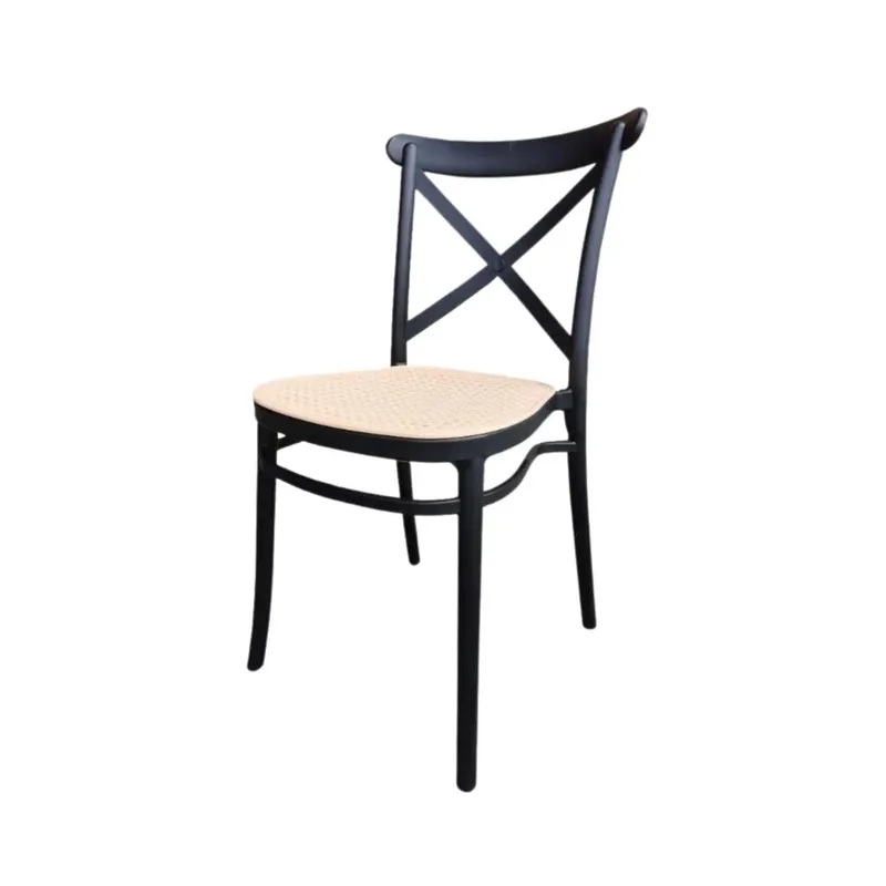Silla Plats - Simil Rattan en Negro - Sillas, Uruguay | Rústico Hogar