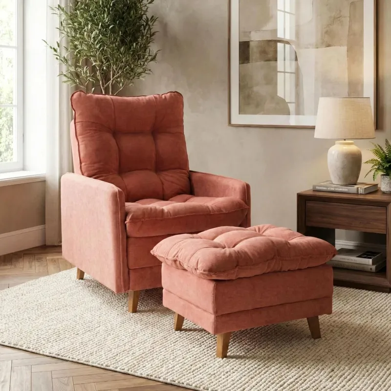Poltrona reclinable Con Puff - Luxor - Terracota en Rojo - Sillones y sofás, Uruguay | Ecowood
