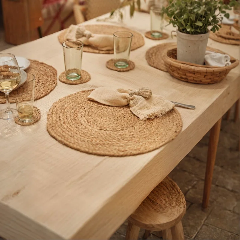 Set x 4 Individuales Circulares en Madera natural - Alfombras, Uruguay | Casa Ernesta, vista 3