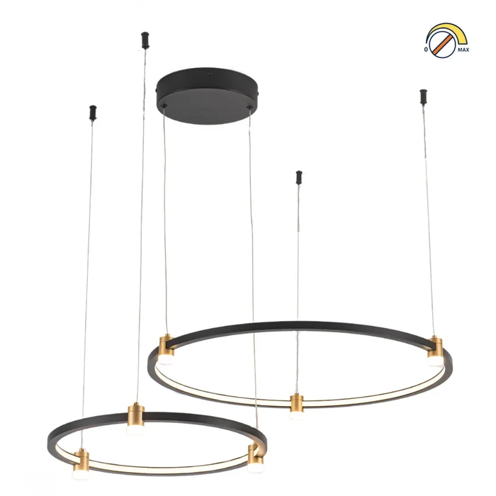 Colgante Led doble anillo negra y dorada 56W Dimerizable en Negro - Lámparas colgantes, Uruguay | Iluminica, vista 2