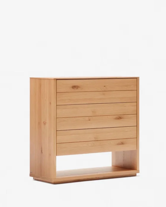 Cómoda Alguema 3 cajones en chapa de roble con acabado natural 100 x 96 cm en Madera natural - Cómodas, Uruguay | Kavehome