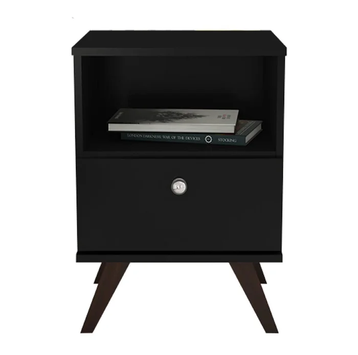 Mesa De Luz Línea Retro RT3019 Negra1071 en Negro - Mesas de luz, Uruguay | Lais Muebles