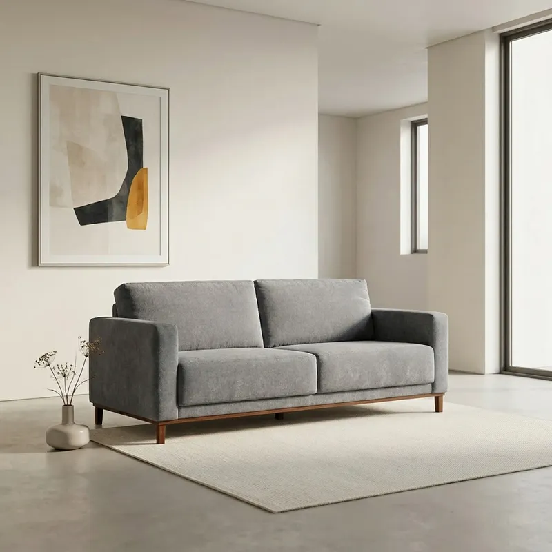 Sofá Barcelo - Tela Microfibra - 3 cuerpos - Cora 06-153 (Grafito) en Gris - Sillones y sofás, Uruguay | NYR