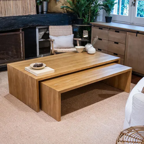 Set de mesas nido Sofi en Madera natural - Mesas de living, Uruguay | De Arcos