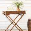 BANDEJA DE RATTAN CON SOPORTE / MESA AUXILIAR / BARCITO en Madera natural - Mesas de luz, Uruguay | La Iberica, vista 7 de 9
