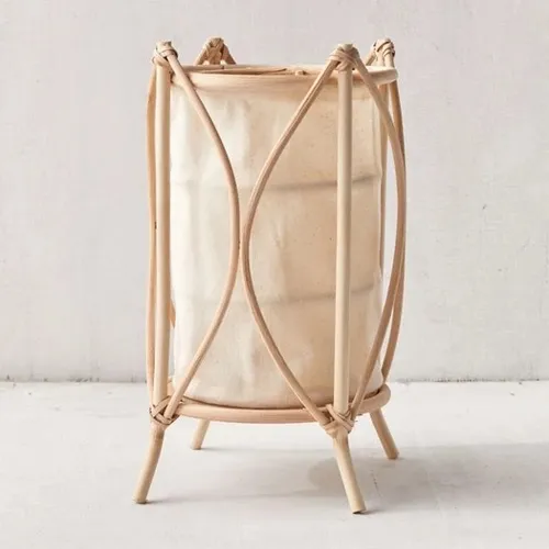 Lámpara de pie en rattan y lino - Lámparas colgantes, Uruguay | Decoramuss