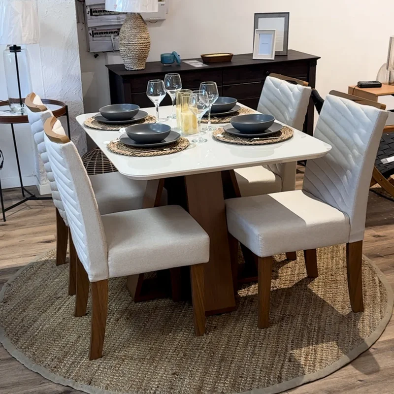 Mesa de Comedor Rectangular - Línea París - Blanco en Blanco - Mesas de comedor, Uruguay | Ecowood, vista 3