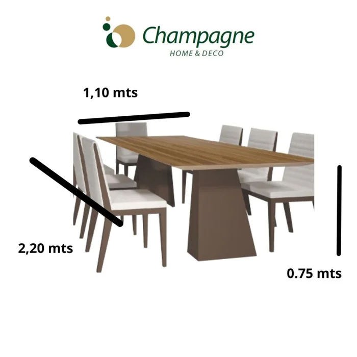 MESA COMEDOR TAPA MADERA - TAPA TECA Y PIE CHOCOLATE en Multicolor - Mesas de comedor, Uruguay | Champagne Home, vista 2