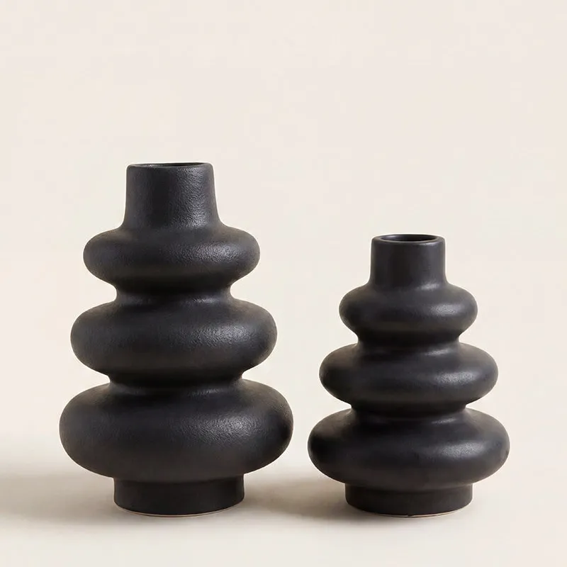 Set Jarrones Cerámica Donas Black en Negro - Jarrones, Uruguay | Cabana