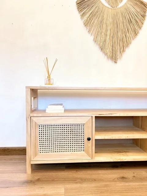 Rack con estante y esterilla de viena natural en Madera natural - Muebles, Uruguay | Decoramuss, vista 2