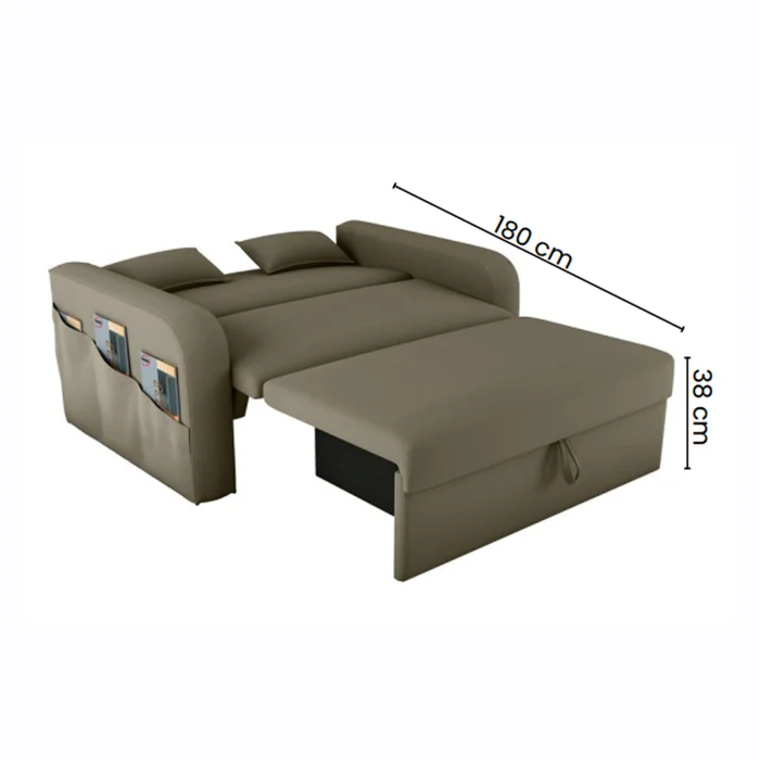 Sofa Cama 2 Plazas Abertura Frontal Ruedas Patas De Plastico en Gris Apertura Frontal - Sillones y sofás, Uruguay | Soy Hogar, vista 3