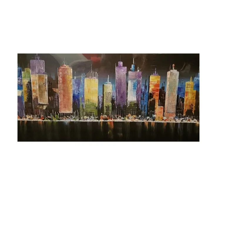 Oleo Decorativo Ciudad Iluminada en Multicolor - Decoración de pared, Uruguay | Finkel