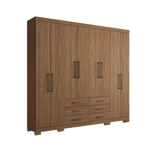 Ropero Placard 8 Puertas 6 Cajones Dormitorio Master Jatoba en Madera natural, Uruguay | Lais Muebles