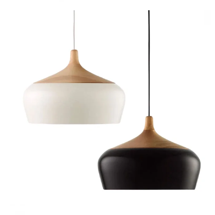 Campana estilo nórdico de aluminio y símil madera - Negra en Negro - Lámparas colgantes, Uruguay | Iluminica, vista 4
