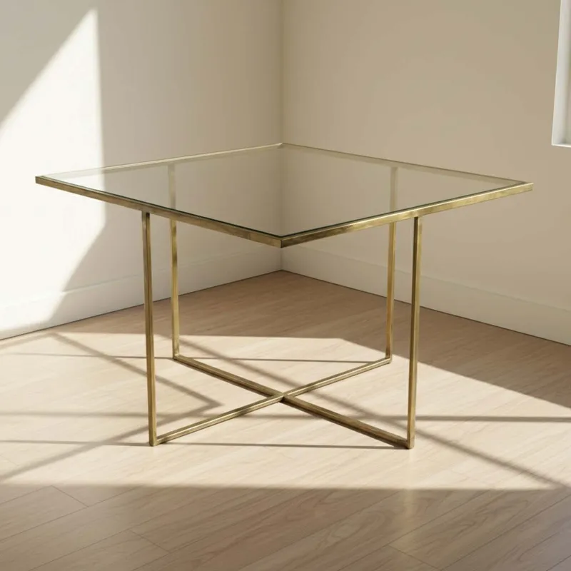 Mesa Auxiliar Vidrio Gris Strasburg 779206 Bronce en Dorado - Mesas de living, Uruguay | Divino