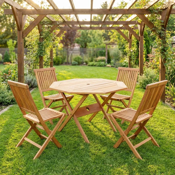 Mesa Plegable de Patio Octagonal - Ipanema en Madera natural - Muebles para el exterior, Uruguay | Rústico Hogar, vista 2