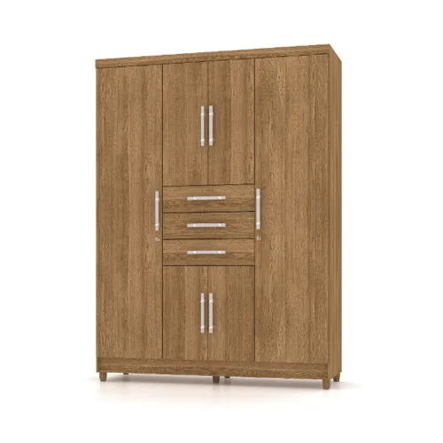 Ropero Placard 6 Puertas 3 Cajones Varios Estantes Y Patas en Madera natural - Roperos y placares, Uruguay | Soy Hogar