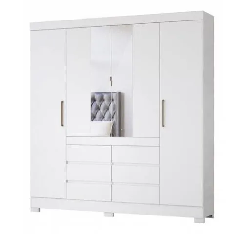 Ropero 4 puertas, 6c CADIS c/Espejo Blanco - Roperos y placares, Uruguay | Que Sal Muebleria