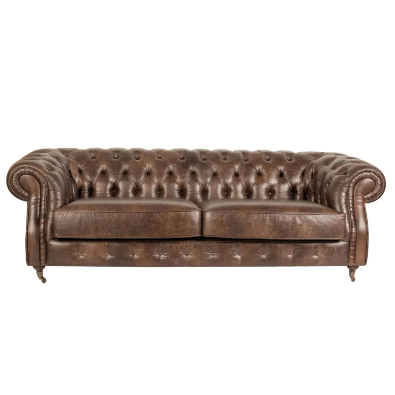 Sofa 3 Cuerpos Cuero-100-natural Marron New Chesterfield Choc. en Marrón - Sillones y sofás, Uruguay | Divino, vista 3